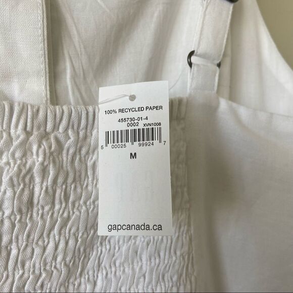 Gap-linen Blend Button Down White Midi Dress (Size:Medium) - Picture 10 of 11